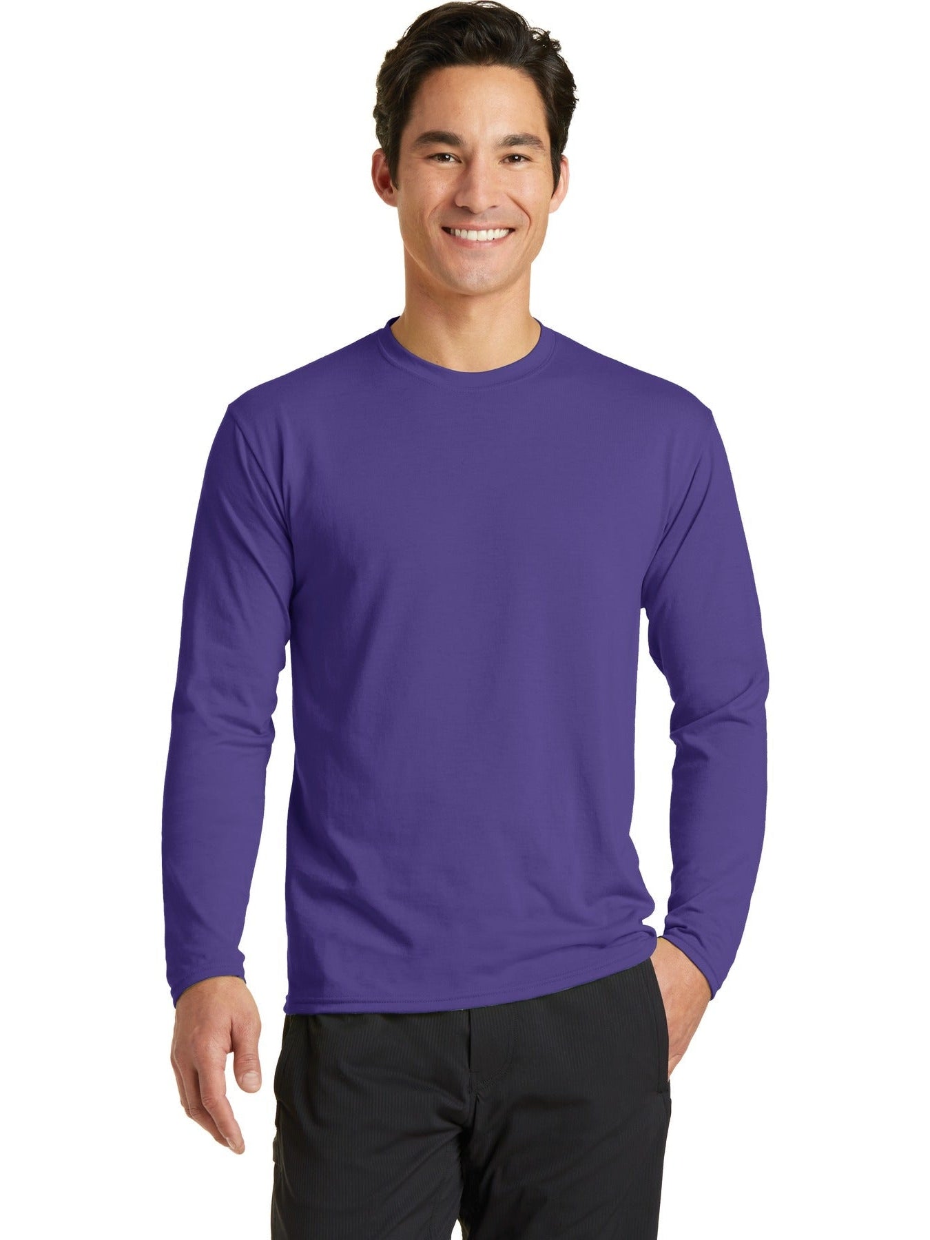 no-logo Port & Company Long Sleeve Performance Blend Tee-Regular-Port & Company-Thread Logic