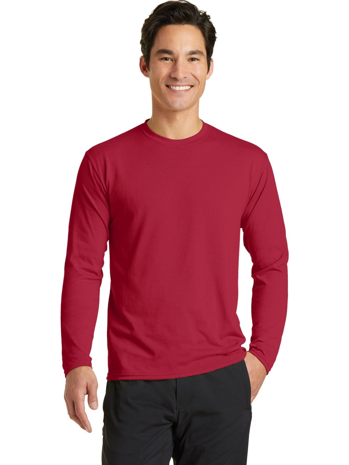 no-logo Port & Company Long Sleeve Performance Blend Tee-Regular-Port & Company-Thread Logic