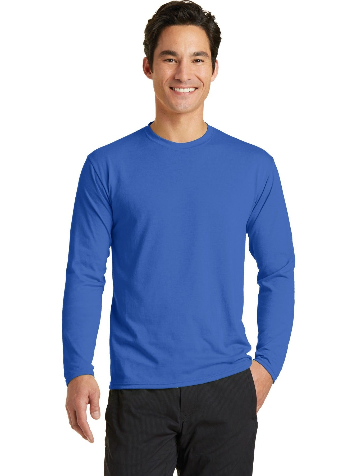 no-logo Port & Company Long Sleeve Performance Blend Tee-Regular-Port & Company-Thread Logic