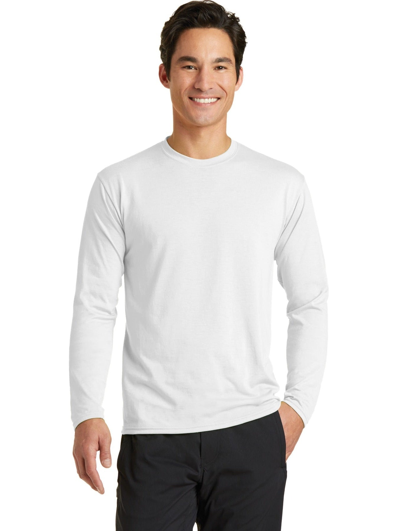 no-logo Port & Company Long Sleeve Performance Blend Tee-Regular-Port & Company-Thread Logic