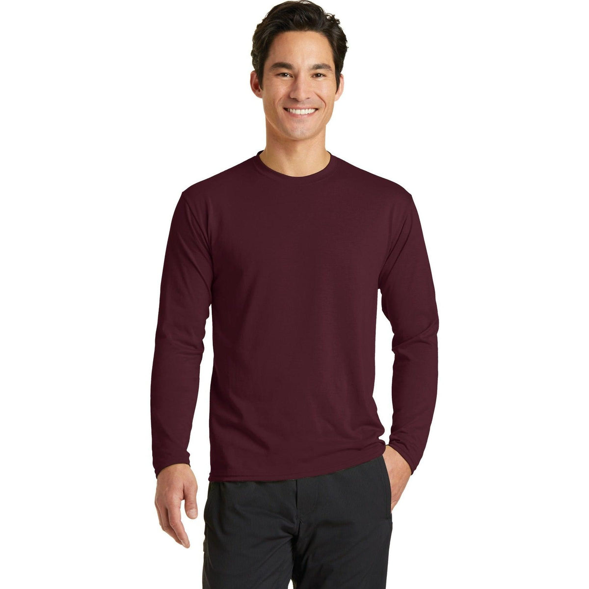 no-logo Port & Company Long Sleeve Performance Blend Tee-Regular-Port & Company-Thread Logic