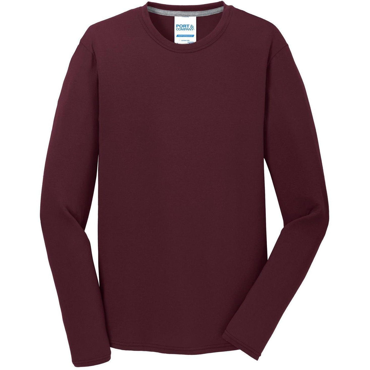 no-logo Port & Company Long Sleeve Performance Blend Tee