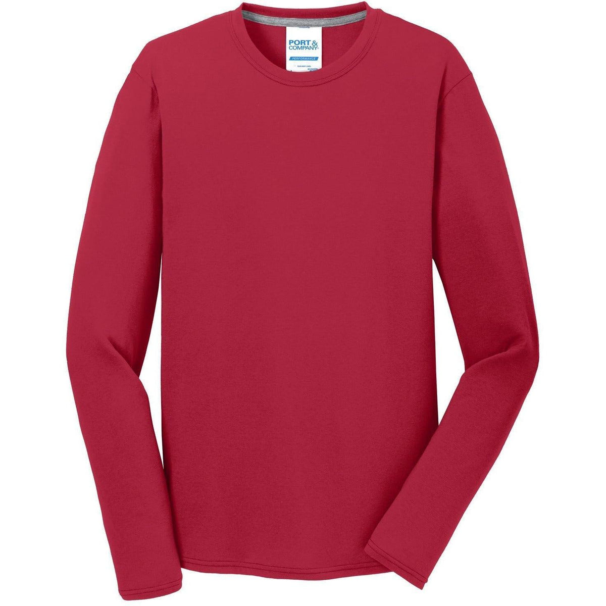no-logo Port & Company Long Sleeve Performance Blend Tee