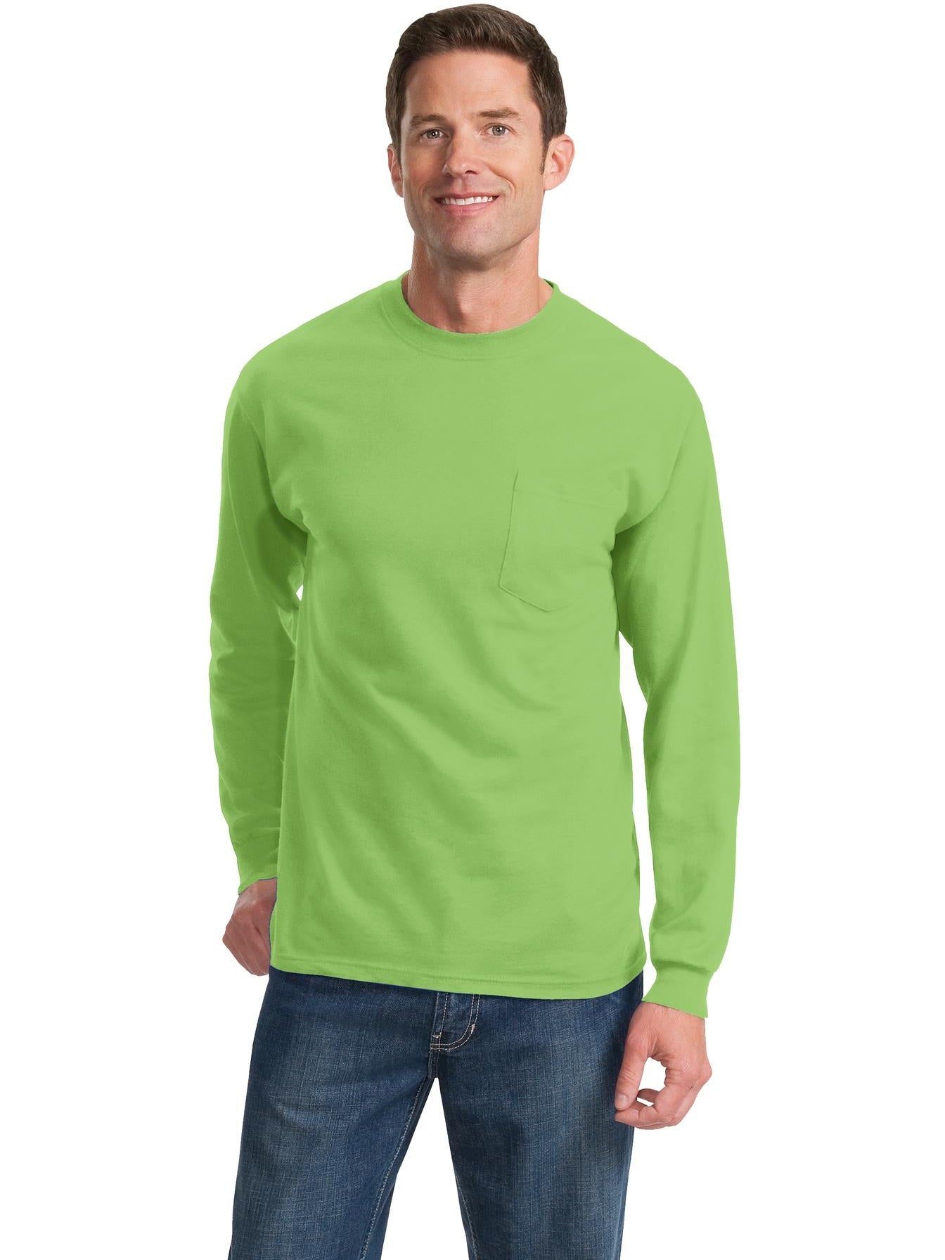 no-logo Port & Company Long Sleeve T-Shirt with Pocket-Regular-Port & Company-Thread Logic