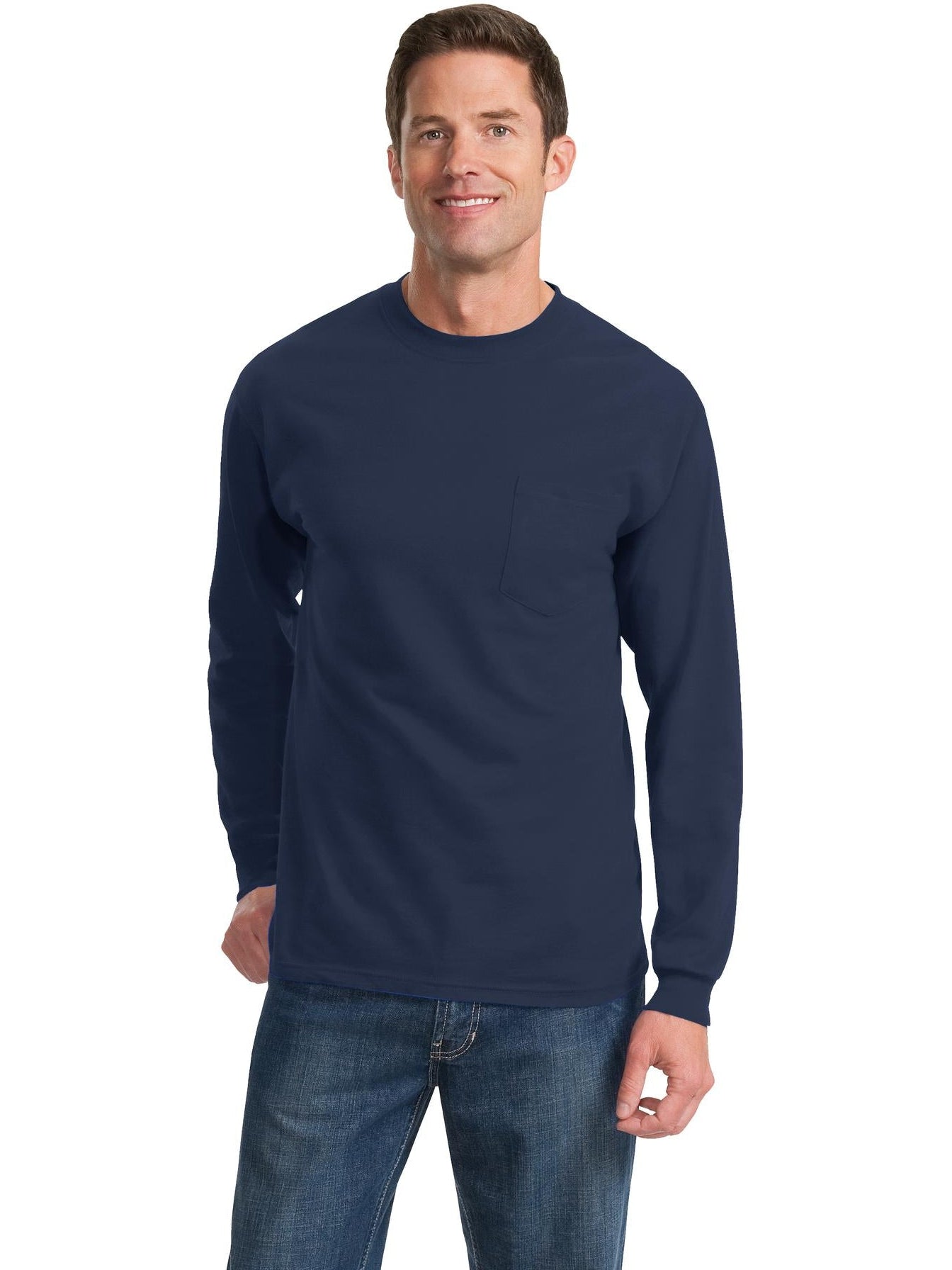 no-logo Port & Company Long Sleeve T-Shirt with Pocket-Regular-Port & Company-Thread Logic