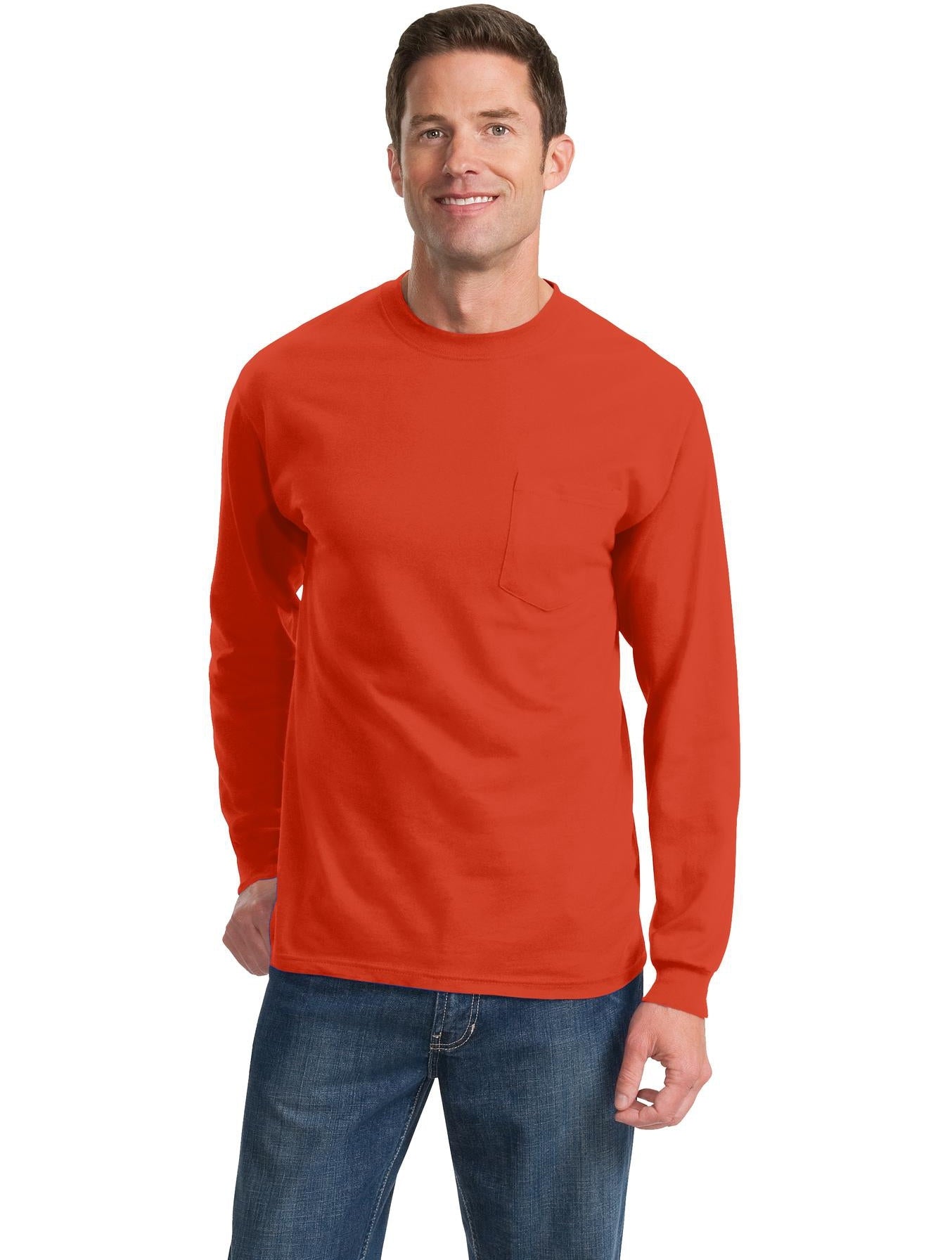 no-logo Port & Company Long Sleeve T-Shirt with Pocket-Regular-Port & Company-Thread Logic