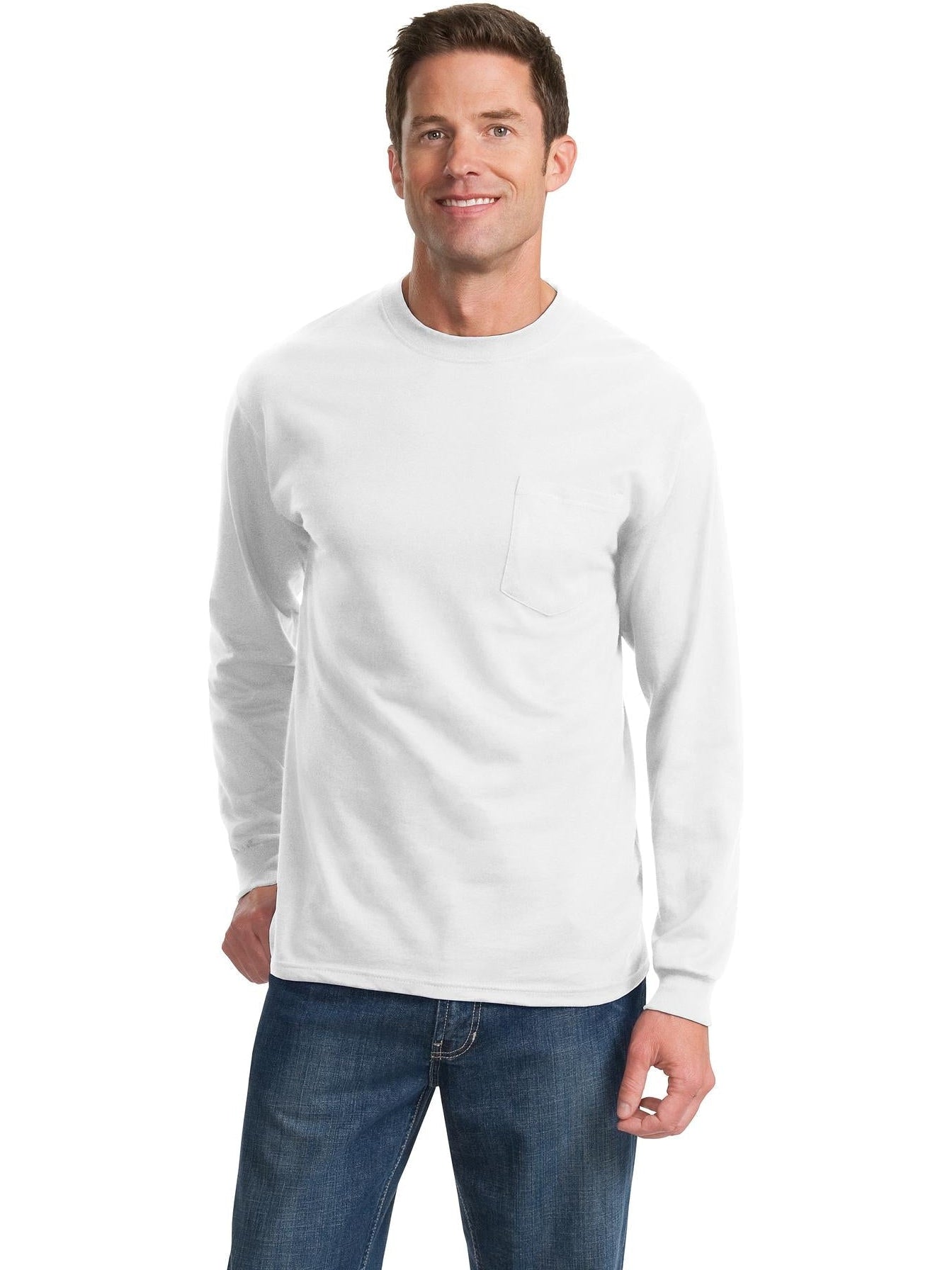 no-logo Port & Company Long Sleeve T-Shirt with Pocket-Regular-Port & Company-Thread Logic