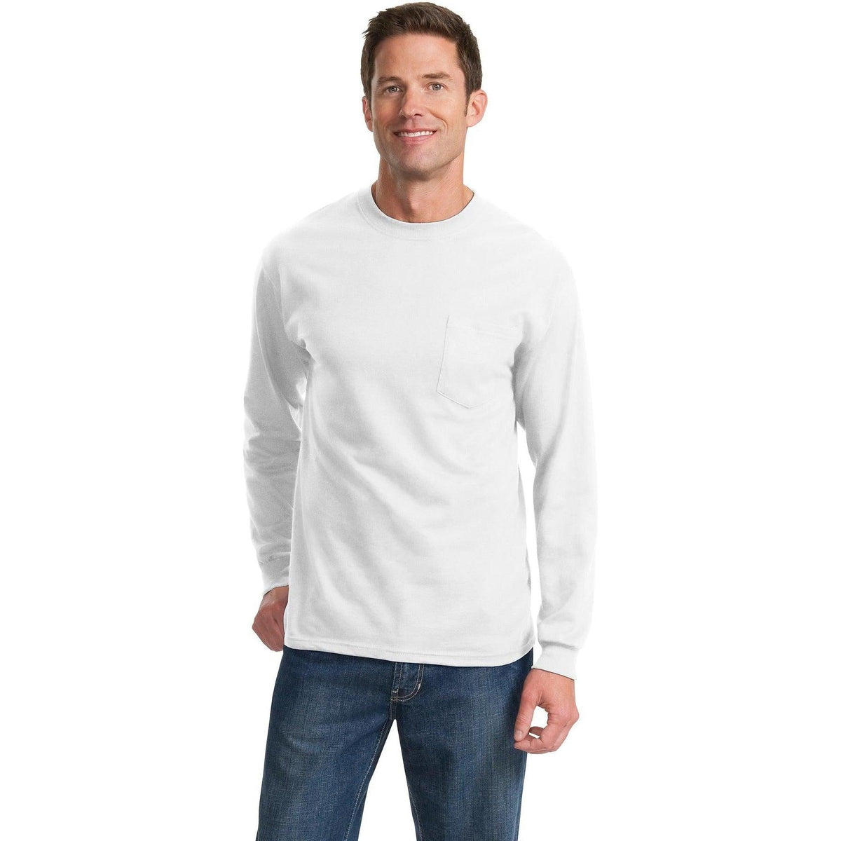 no-logo Port & Company Long Sleeve T-Shirt with Pocket-Regular-Port & Company-Thread Logic