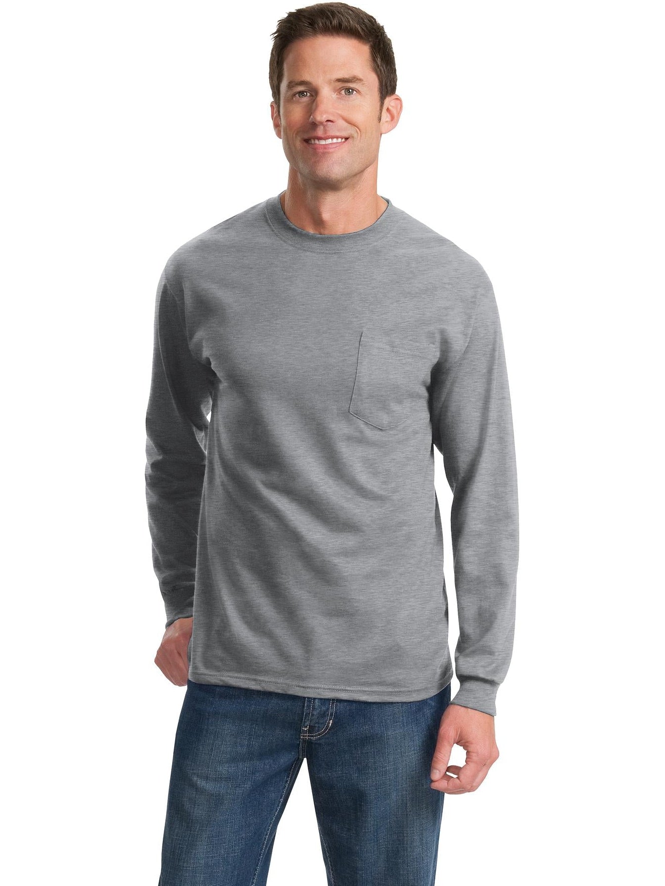 no-logo Port & Company Long Sleeve T-Shirt with Pocket-Regular-Port & Company-Thread Logic