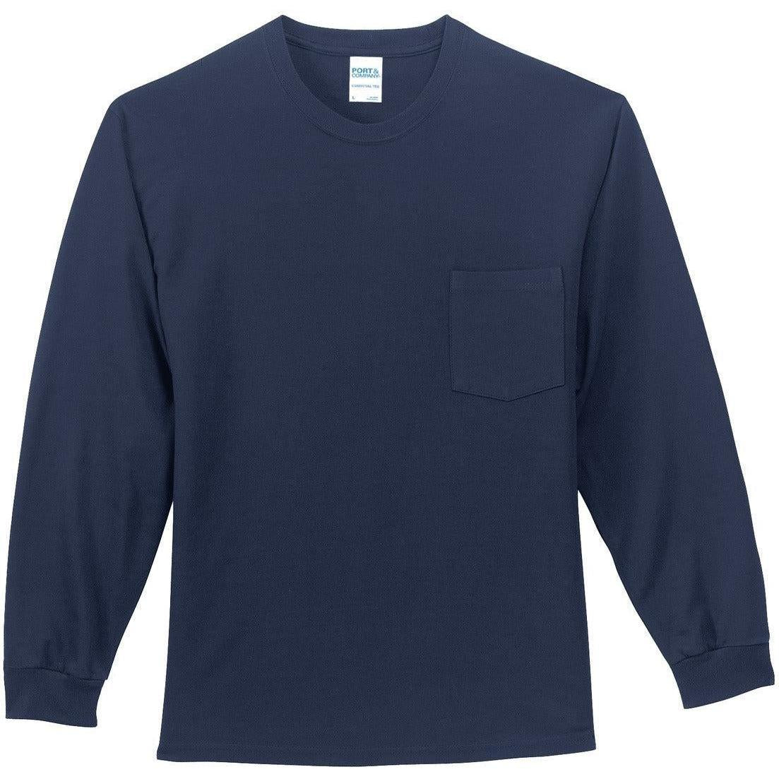no-logo Port & Company Long Sleeve T-Shirt with Pocket-Regular-Port & Company-Navy-S-Thread Logic