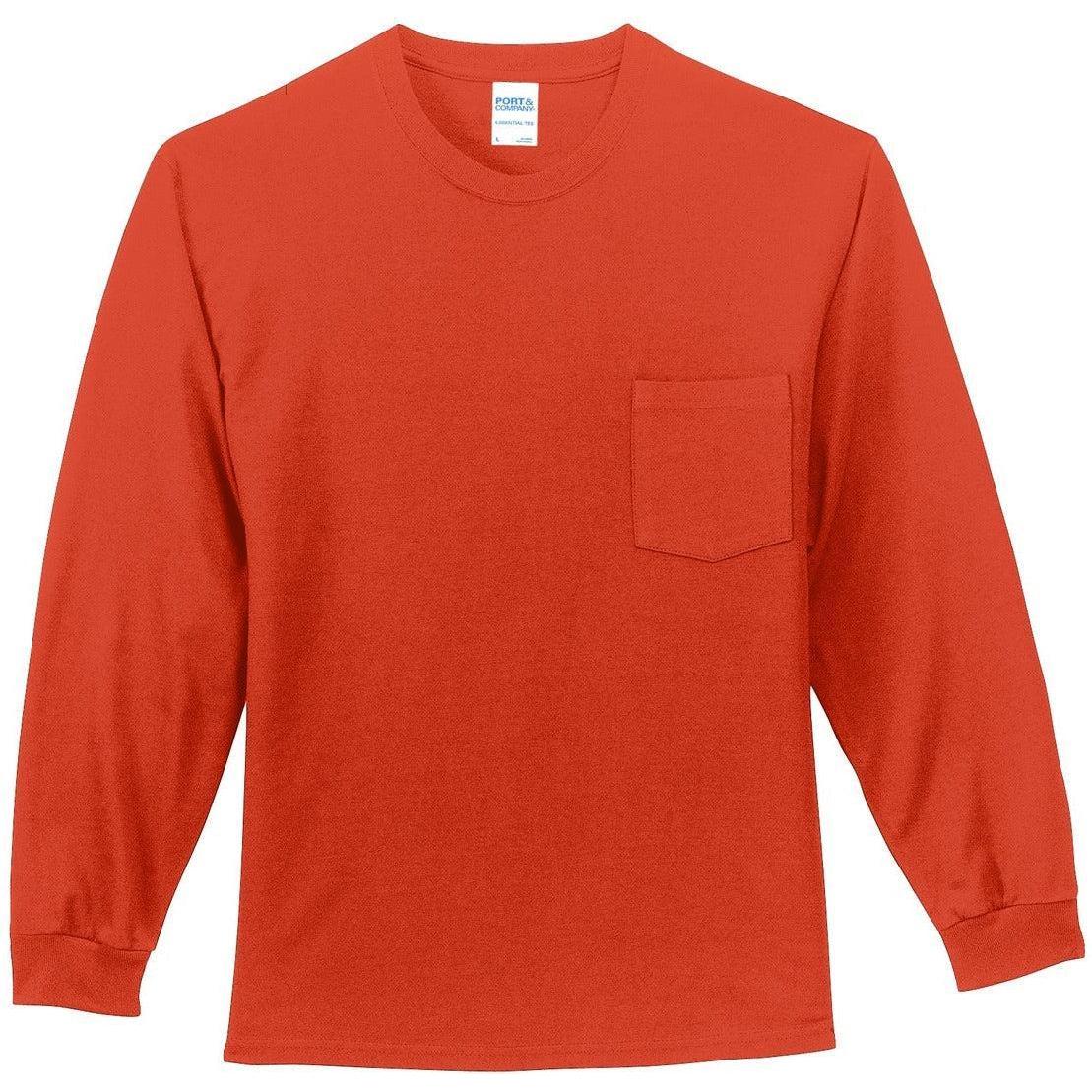 no-logo Port & Company Long Sleeve T-Shirt with Pocket-Regular-Port & Company-Orange-S-Thread Logic
