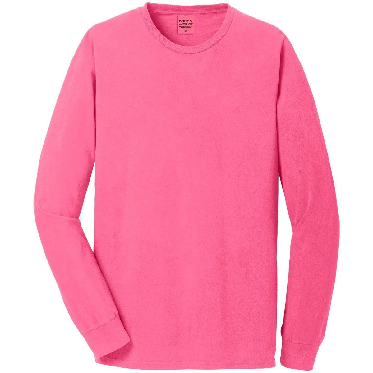 no-logo Port & Company Pigment-Dyed Long Sleeve Tee-Regular-Port & Company-Neon Pink-S-Thread Logic