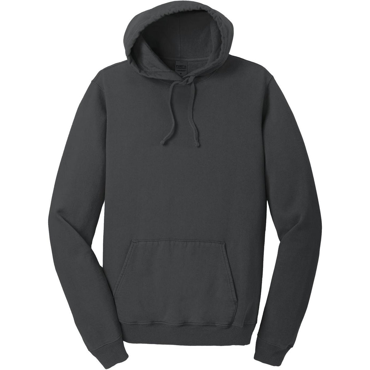 logo-left Port & Company Pigment-Dyed Pullover Hooded Sweatshirt-Hoodies-Port & Company-Coal-S-Thread Logic