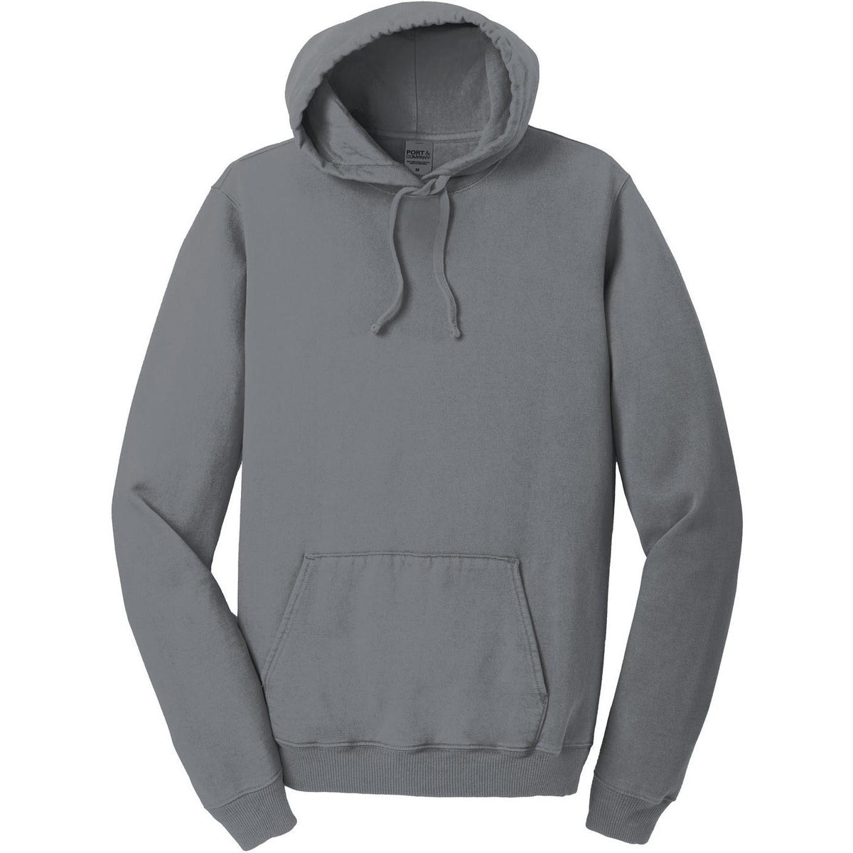logo-left Port & Company Pigment-Dyed Pullover Hooded Sweatshirt-Hoodies-Port & Company-Pewter-S-Thread Logic