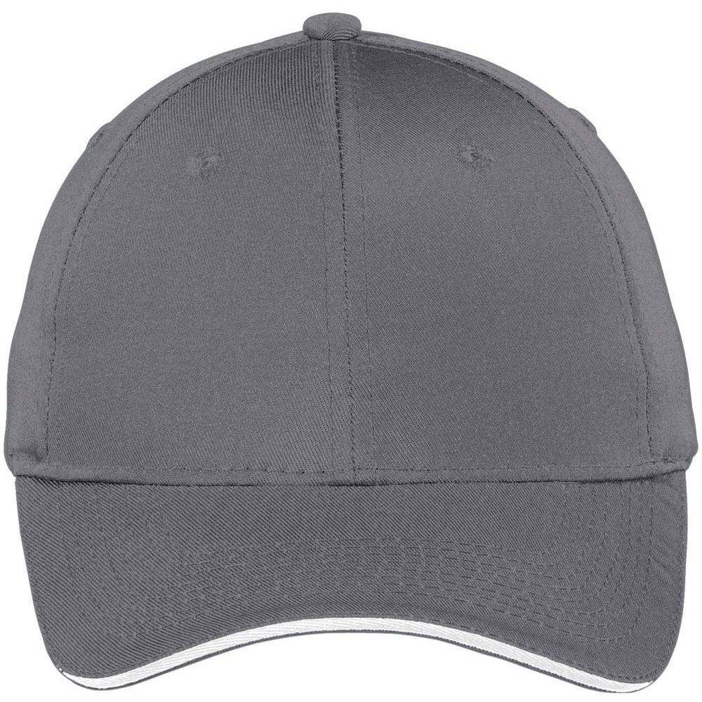 no-logo Port & Company Sandwich Bill Cap-Headwear-Port & Company-Charcoal/White-OSFA-Thread Logic