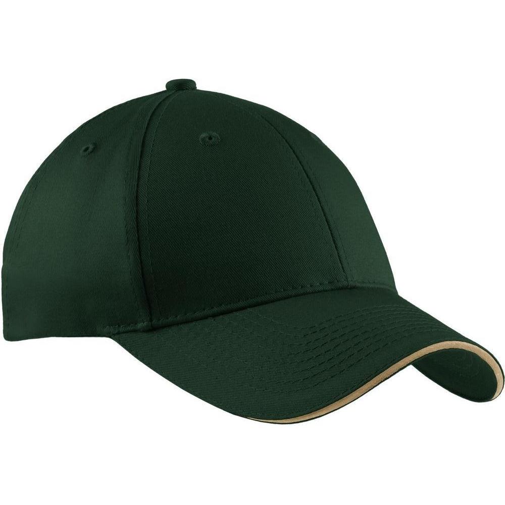 no-logo Port & Company Sandwich Bill Cap-Headwear-Port & Company-Hunter/Khaki-OSFA-Thread Logic