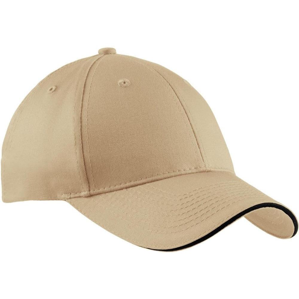 no-logo Port & Company Sandwich Bill Cap-Headwear-Port & Company-Stone/Black-OSFA-Thread Logic