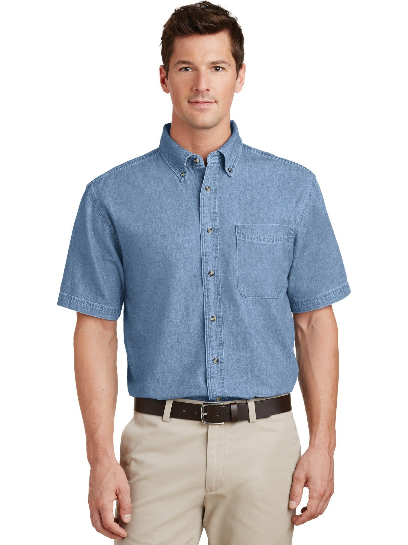 no-logo Port & Company Short Sleeve Value Denim Shirt-Regular-Port & Company-Thread Logic