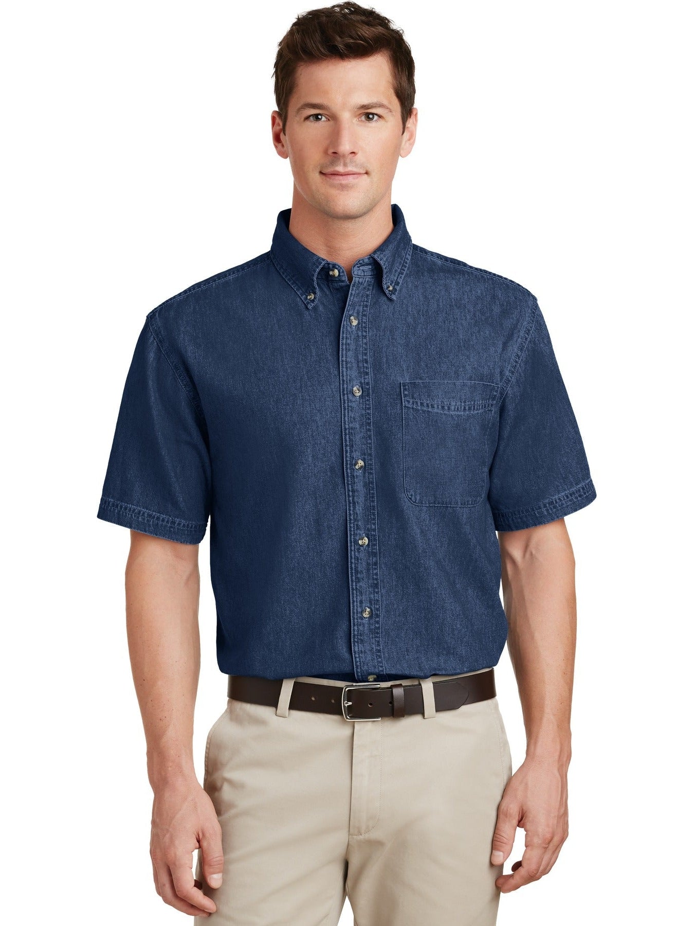 no-logo Port & Company Short Sleeve Value Denim Shirt-Regular-Port & Company-Thread Logic