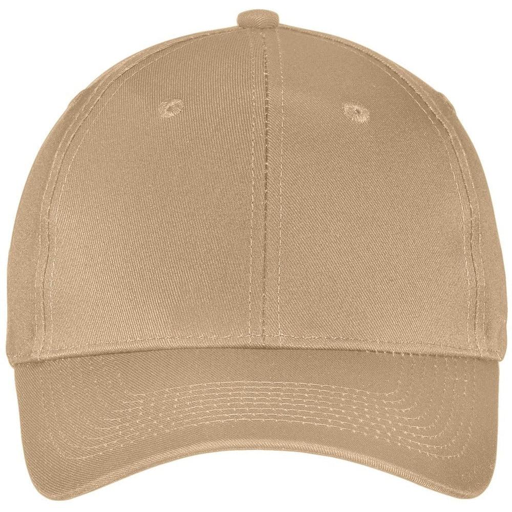 no-logo Port & Company Six-Panel Twill Cap-Headwear-Port & Company-Khaki-OSFA-Thread Logic