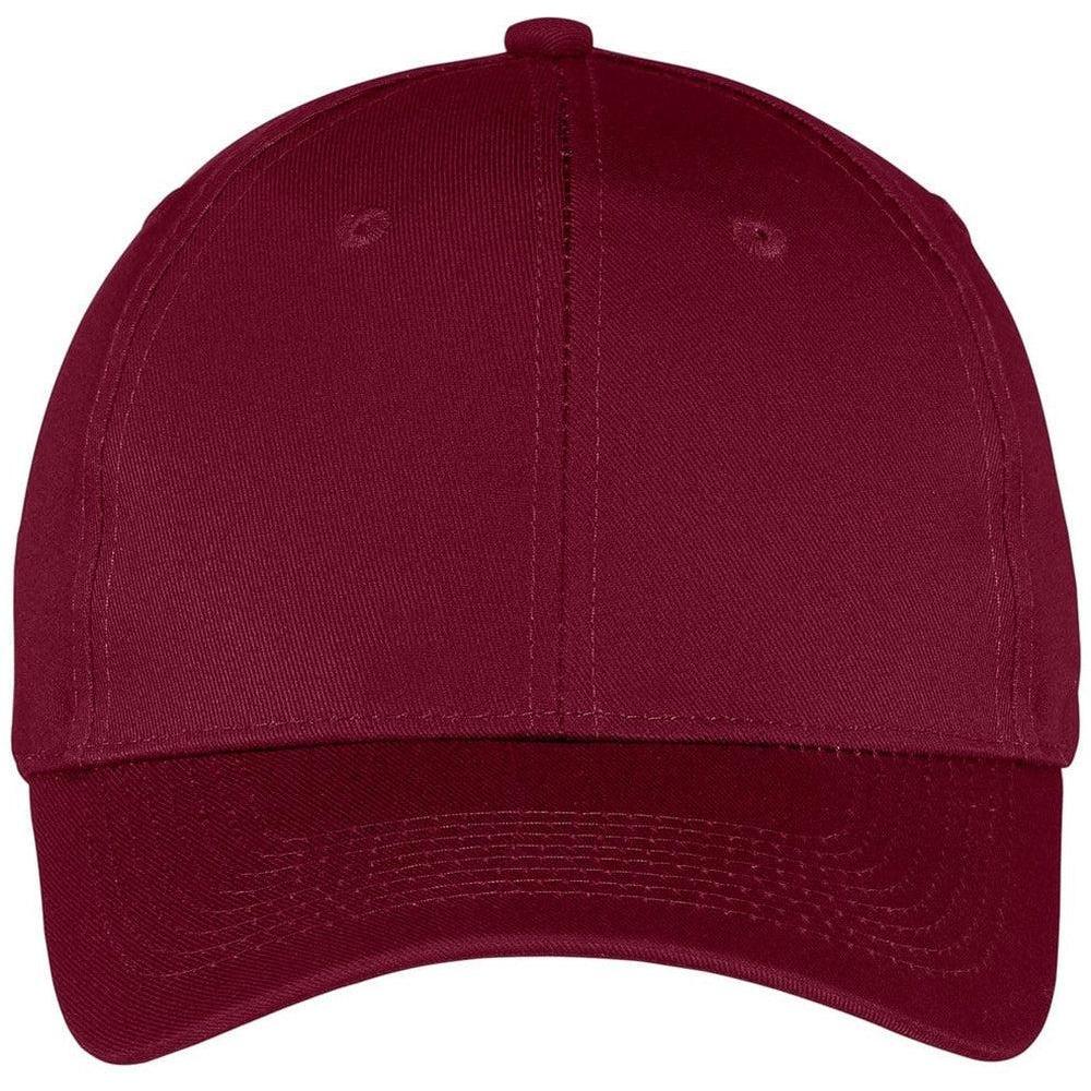 no-logo Port & Company Six-Panel Twill Cap-Headwear-Port & Company-Maroon-OSFA-Thread Logic