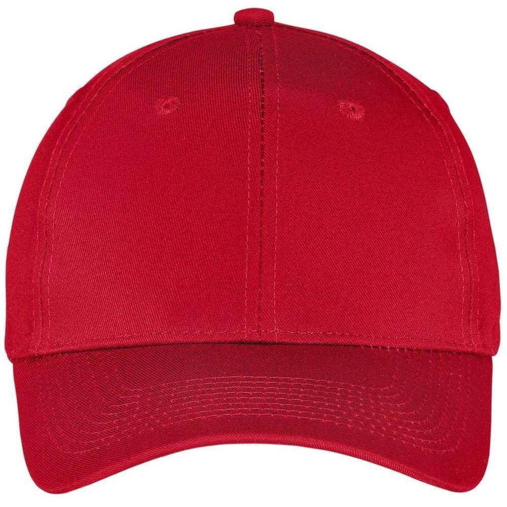 no-logo Port & Company Six-Panel Twill Cap-Headwear-Port & Company-Red-OSFA-Thread Logic