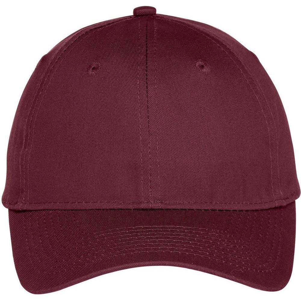 no-logo Port & Company Six-Panel Unstructured Twill Cap-Headwear-Port & Company-Maroon-OSFA-Thread Logic