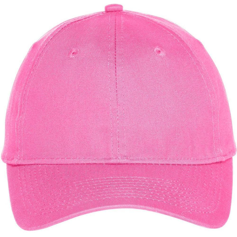no-logo Port & Company Six-Panel Unstructured Twill Cap-Headwear-Port & Company-Neon Pink-OSFA-Thread Logic