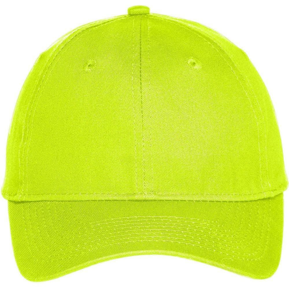 no-logo Port & Company Six-Panel Unstructured Twill Cap-Headwear-Port & Company-Neon Yellow-OSFA-Thread Logic