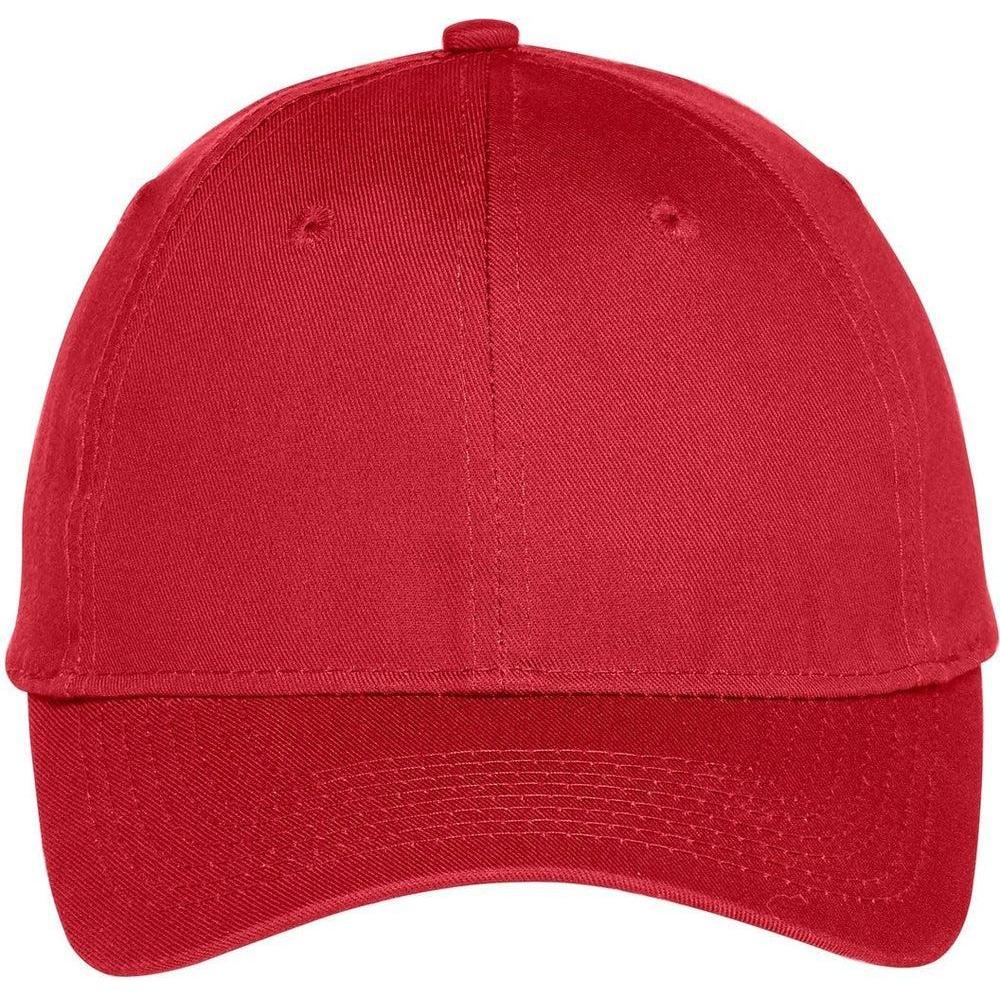 no-logo Port & Company Six-Panel Unstructured Twill Cap-Headwear-Port & Company-Red-OSFA-Thread Logic