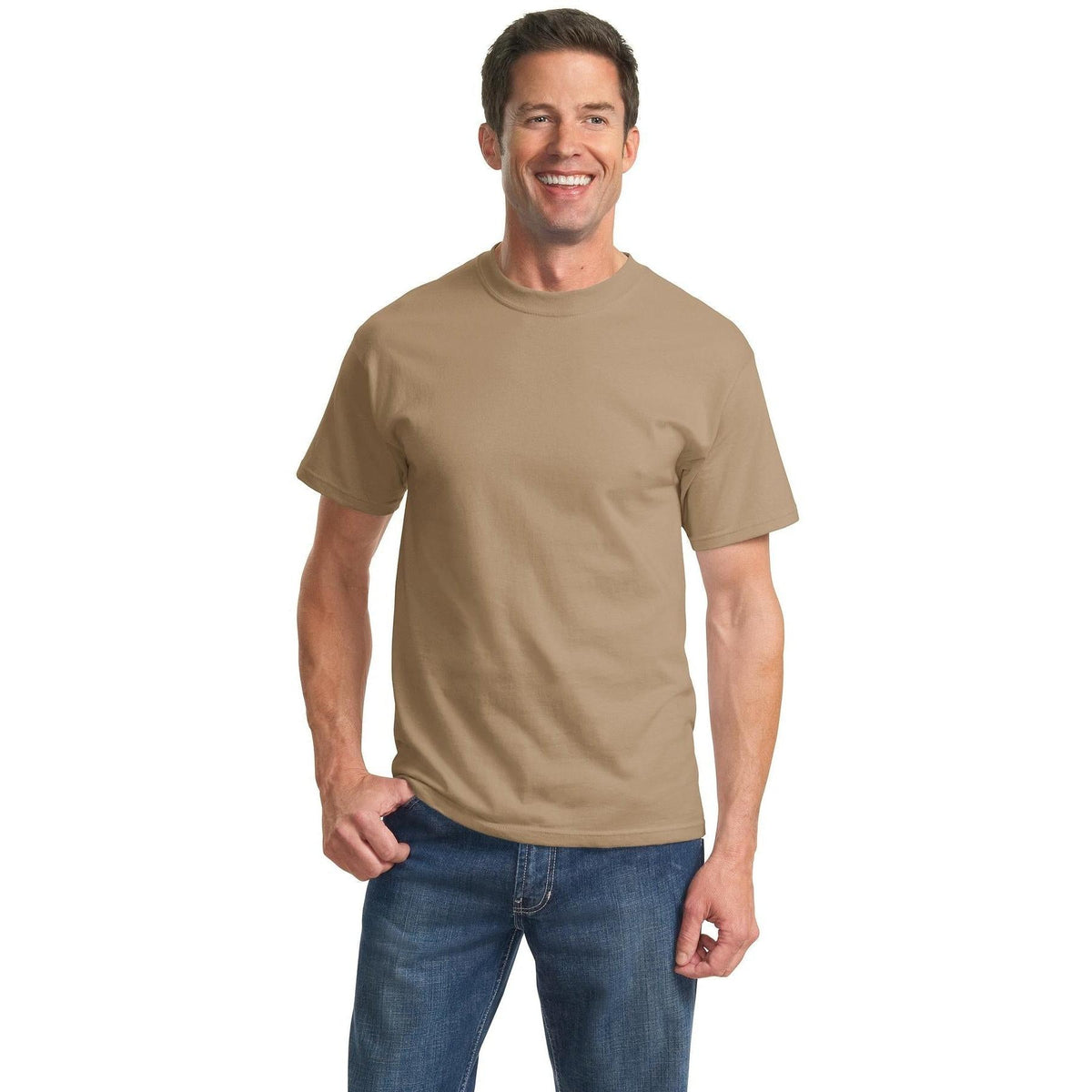 no-logo Port & Company Tall Essential T-Shirt-Polos-Port & Company-Sand-LT-Thread Logic