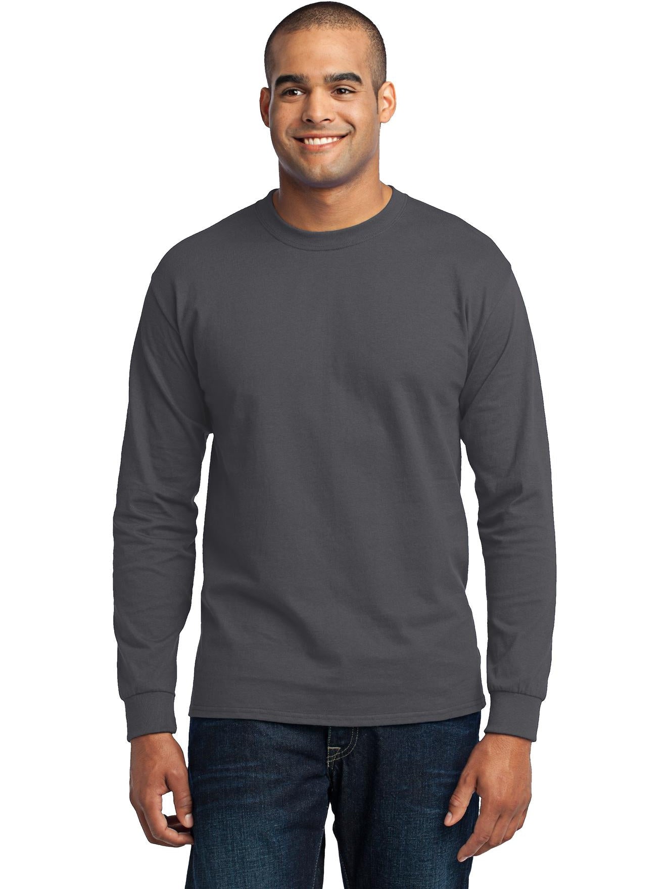 no-logo Port & Company Tall Long Sleeve Core Blend Tee-Regular-Port & Company-Thread Logic
