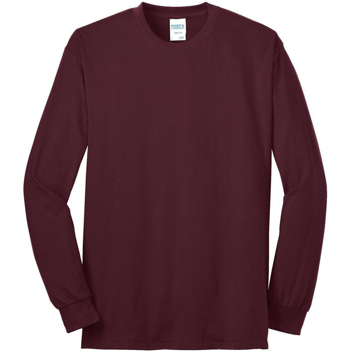 no-logo Port & Company Tall Long Sleeve Core Blend Tee-Regular-Port & Company-Athletic Maroon-LT-Thread Logic