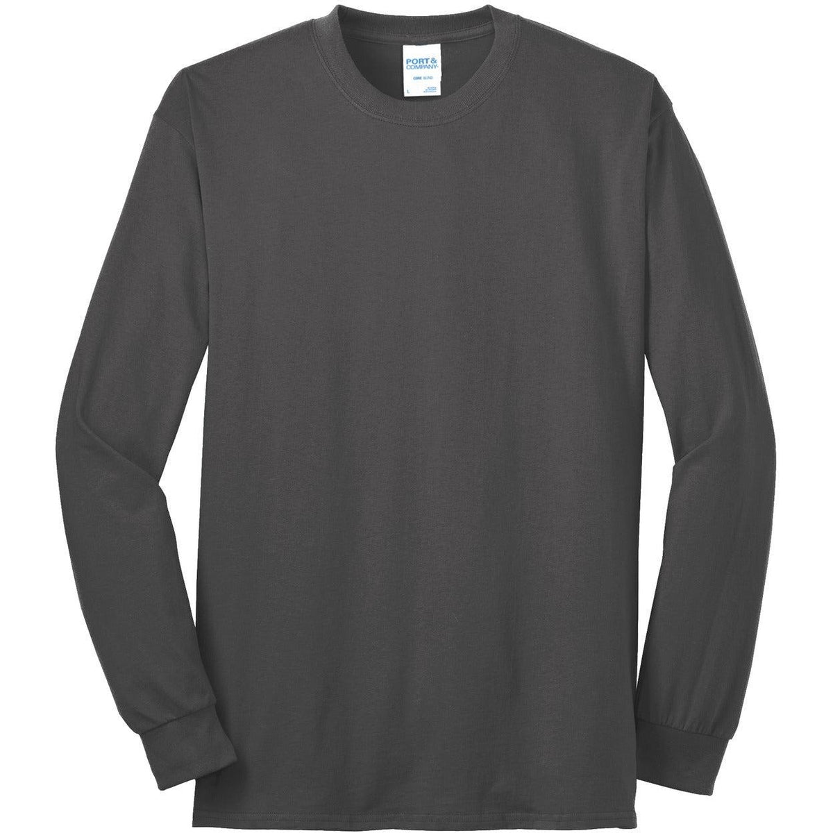 no-logo Port & Company Tall Long Sleeve Core Blend Tee-Regular-Port & Company-Charcoal-LT-Thread Logic