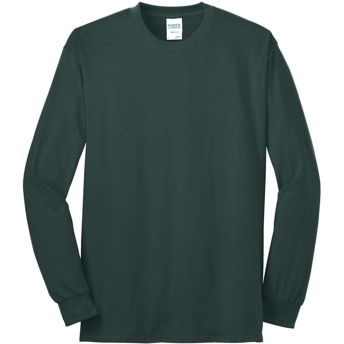 no-logo Port & Company Tall Long Sleeve Core Blend Tee-Regular-Port & Company-Dark Green-LT-Thread Logic
