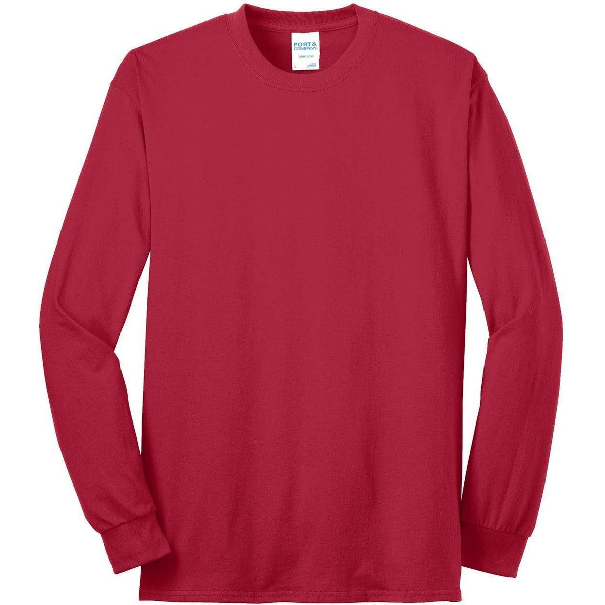 no-logo Port & Company Tall Long Sleeve Core Blend Tee-Regular-Port & Company-Red-LT-Thread Logic