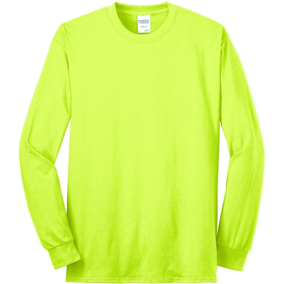no-logo Port & Company Tall Long Sleeve Core Blend Tee-Regular-Port & Company-Safety Green-LT-Thread Logic