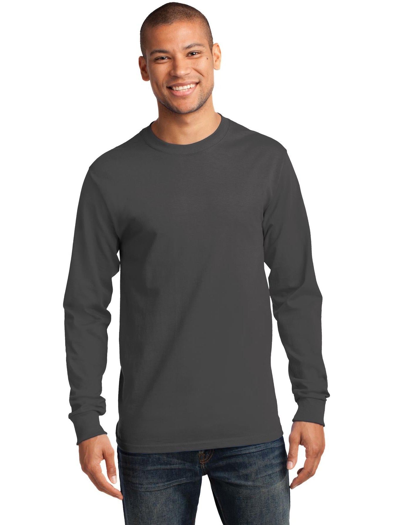 no-logo Port & Company Tall Long Sleeve Essential Tee-Regular-Port & Company-Thread Logic