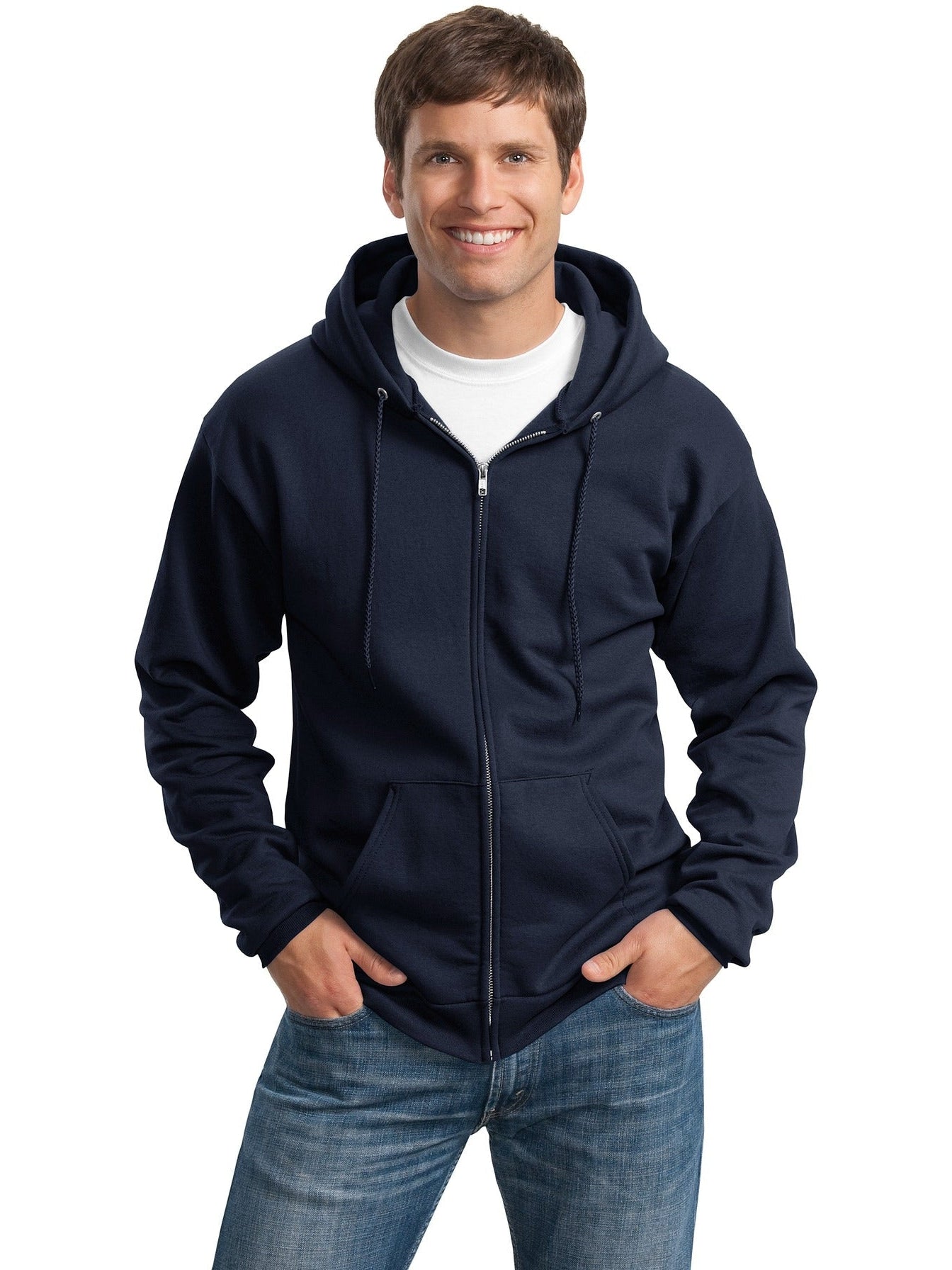 no-logo Port & Company Tall Ultimate Full- Zip Hooded Sweatshirt-Regular-Port & Company-Thread Logic