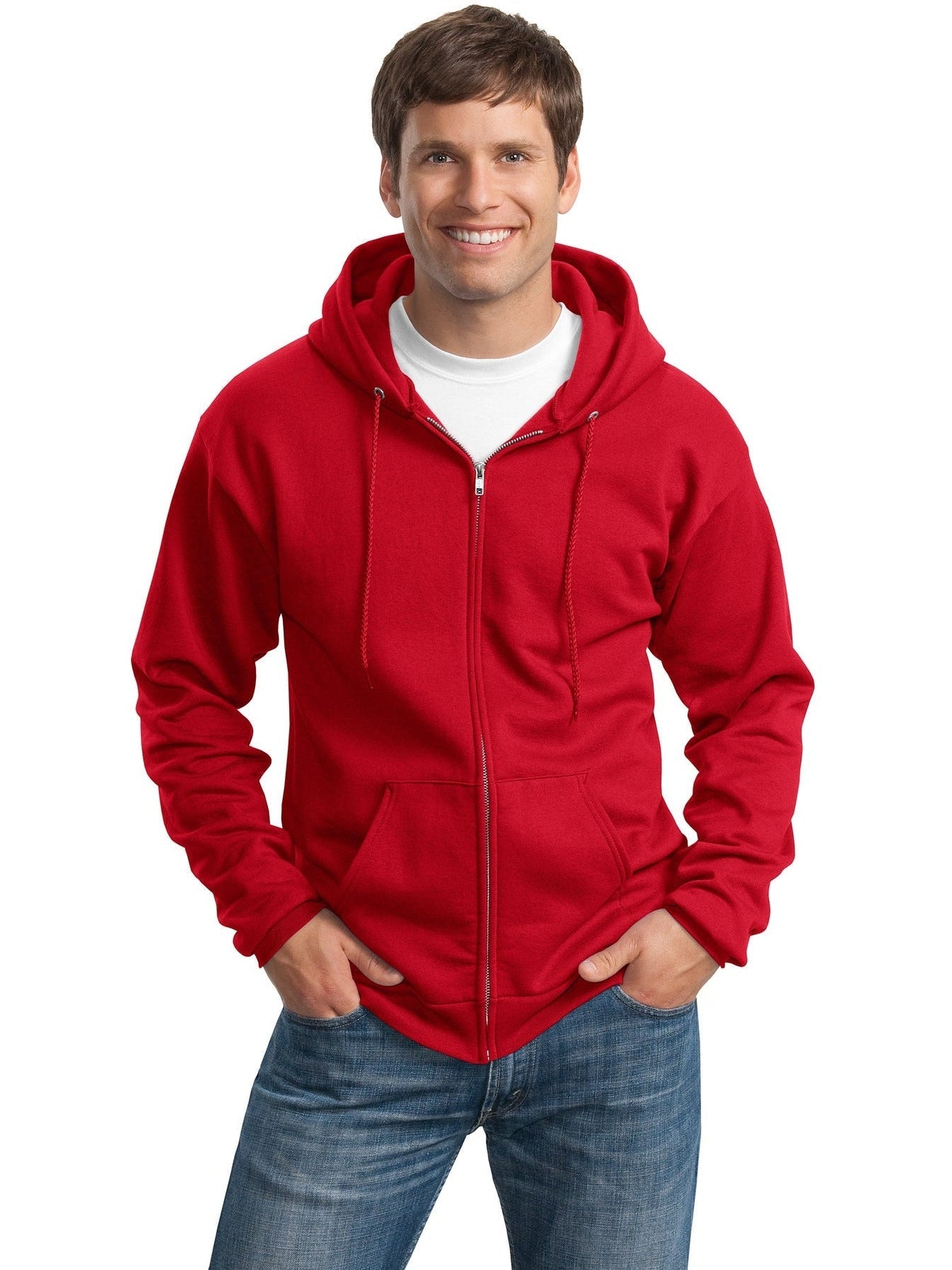 no-logo Port & Company Tall Ultimate Full- Zip Hooded Sweatshirt-Regular-Port & Company-Thread Logic