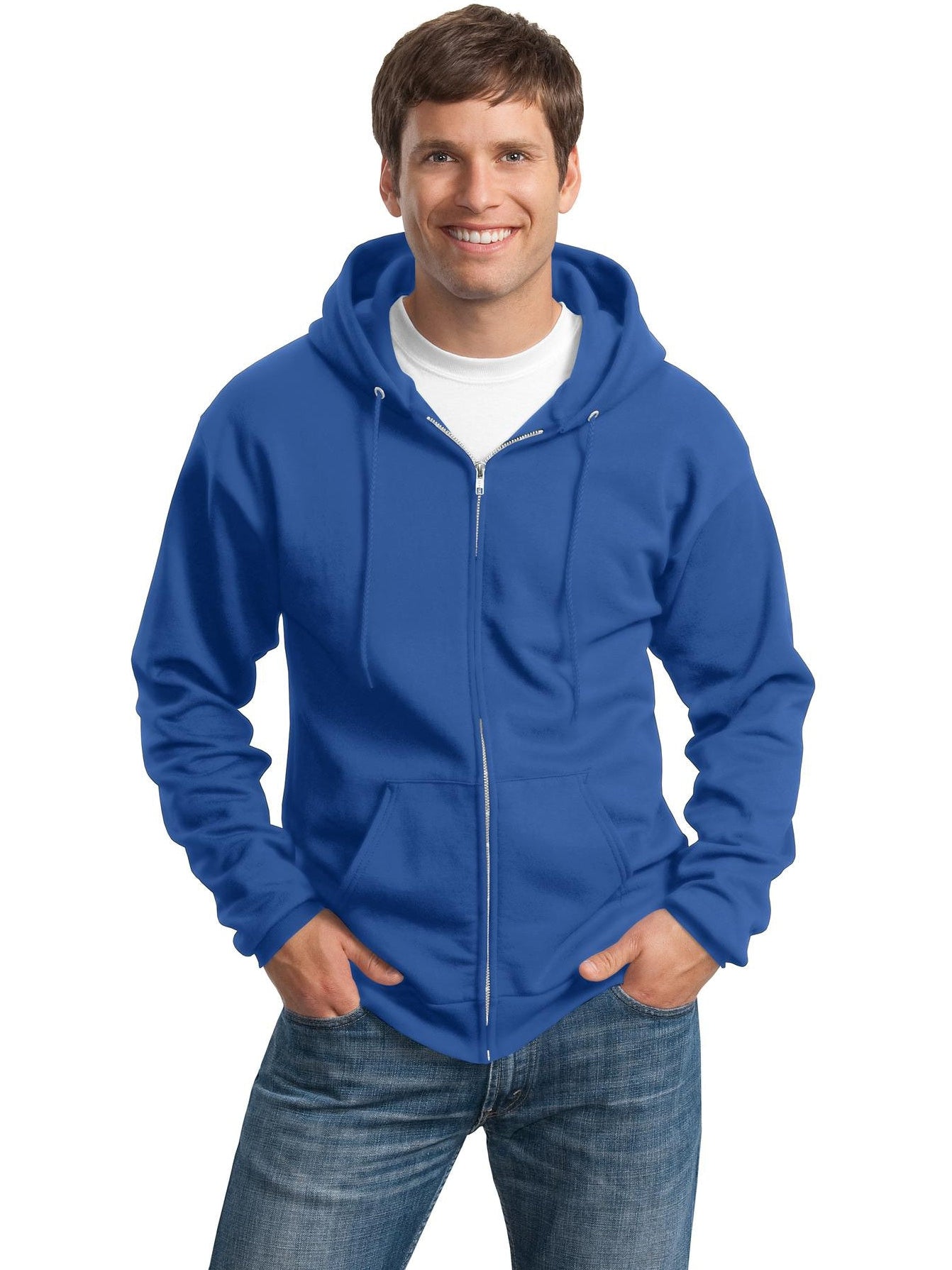 no-logo Port & Company Tall Ultimate Full- Zip Hooded Sweatshirt-Regular-Port & Company-Thread Logic