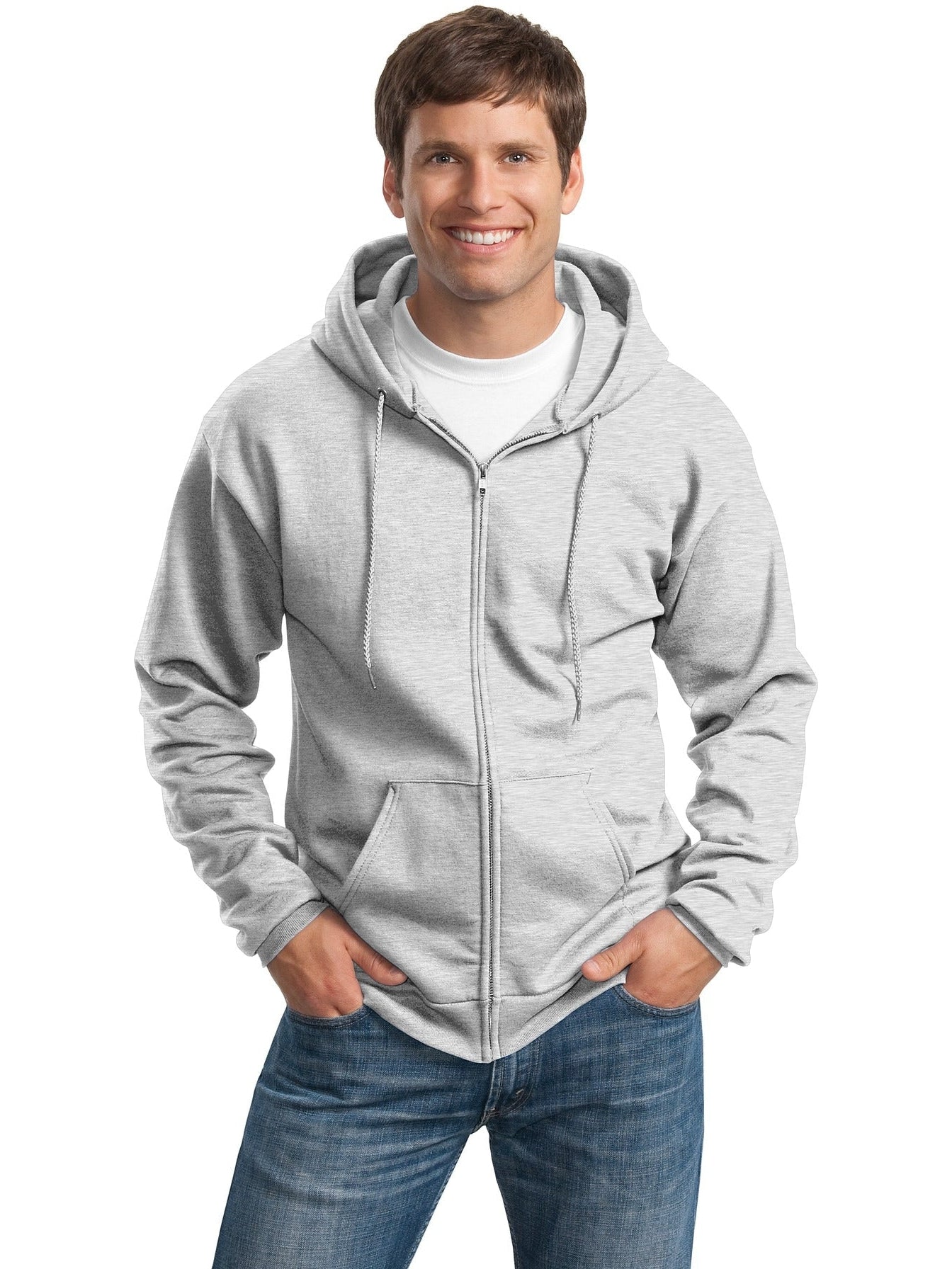 no-logo Port & Company Tall Ultimate Full- Zip Hooded Sweatshirt-Regular-Port & Company-Thread Logic