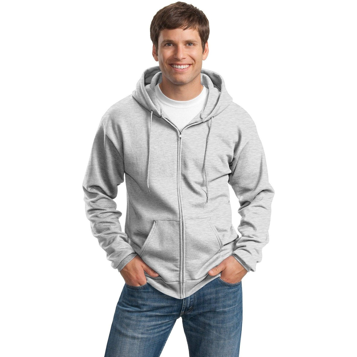 no-logo Port & Company Tall Ultimate Full- Zip Hooded Sweatshirt-Full Zips-Port & Company-Thread Logic