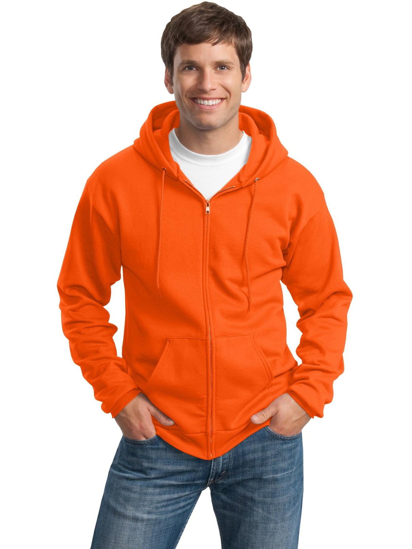 no-logo Port & Company Tall Ultimate Full- Zip Hooded Sweatshirt-Regular-Port & Company-Thread Logic