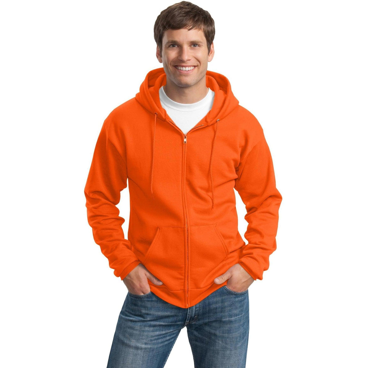 no-logo Port & Company Tall Ultimate Full- Zip Hooded Sweatshirt-Full Zips-Port & Company-Thread Logic