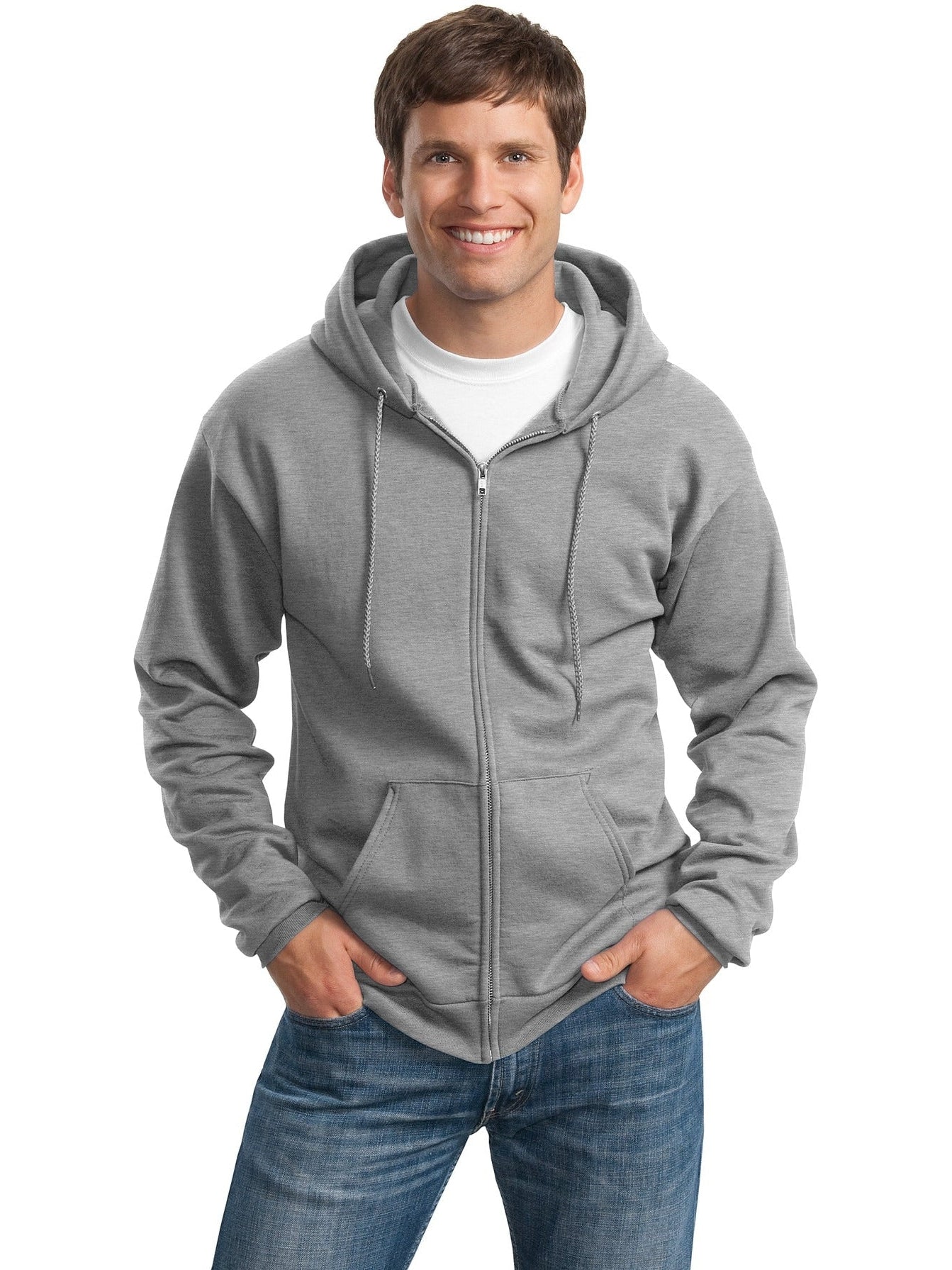 no-logo Port & Company Tall Ultimate Full- Zip Hooded Sweatshirt-Regular-Port & Company-Thread Logic