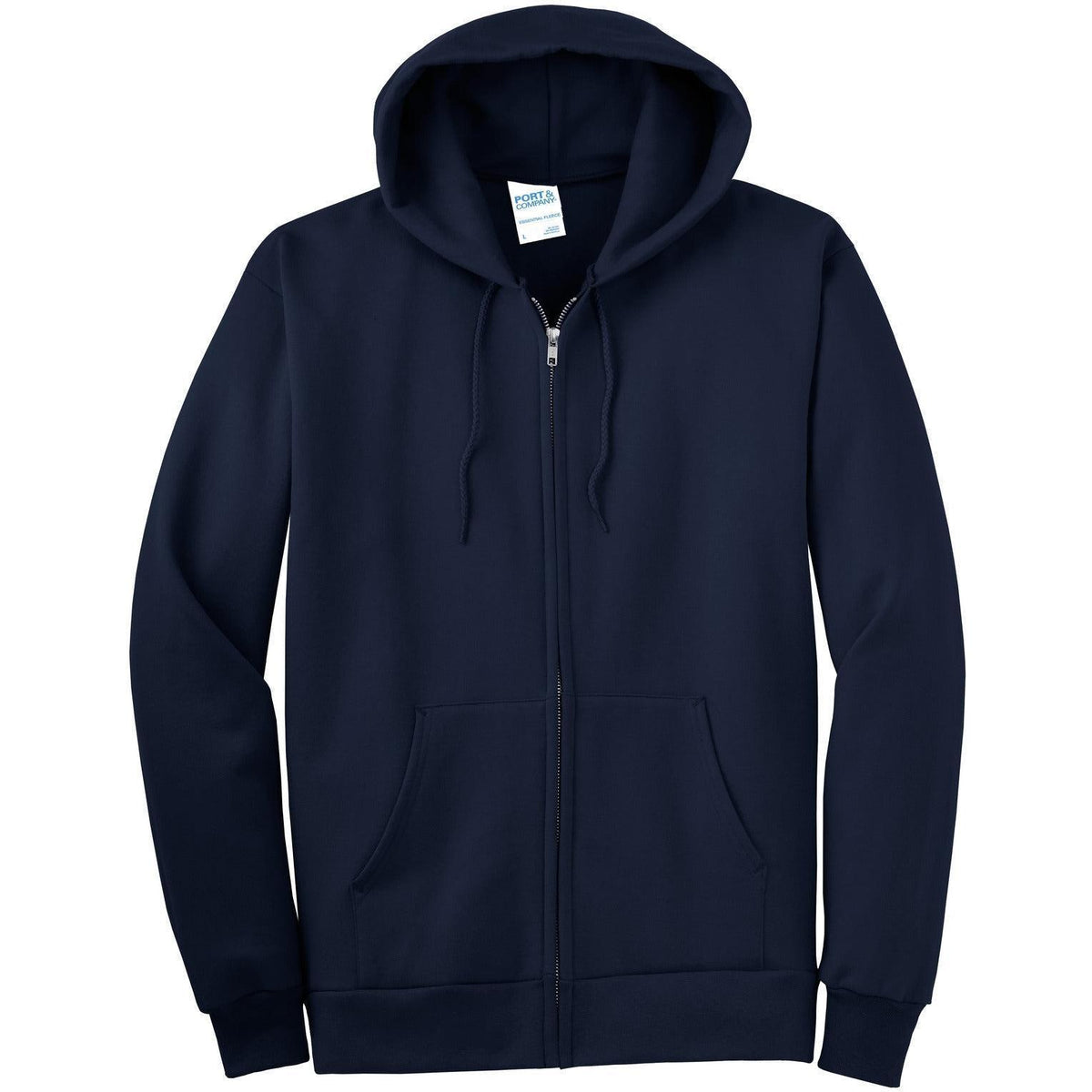 no-logo Port & Company Tall Ultimate Full- Zip Hooded Sweatshirt-Full Zips-Port & Company-Navy-LT-Thread Logic
