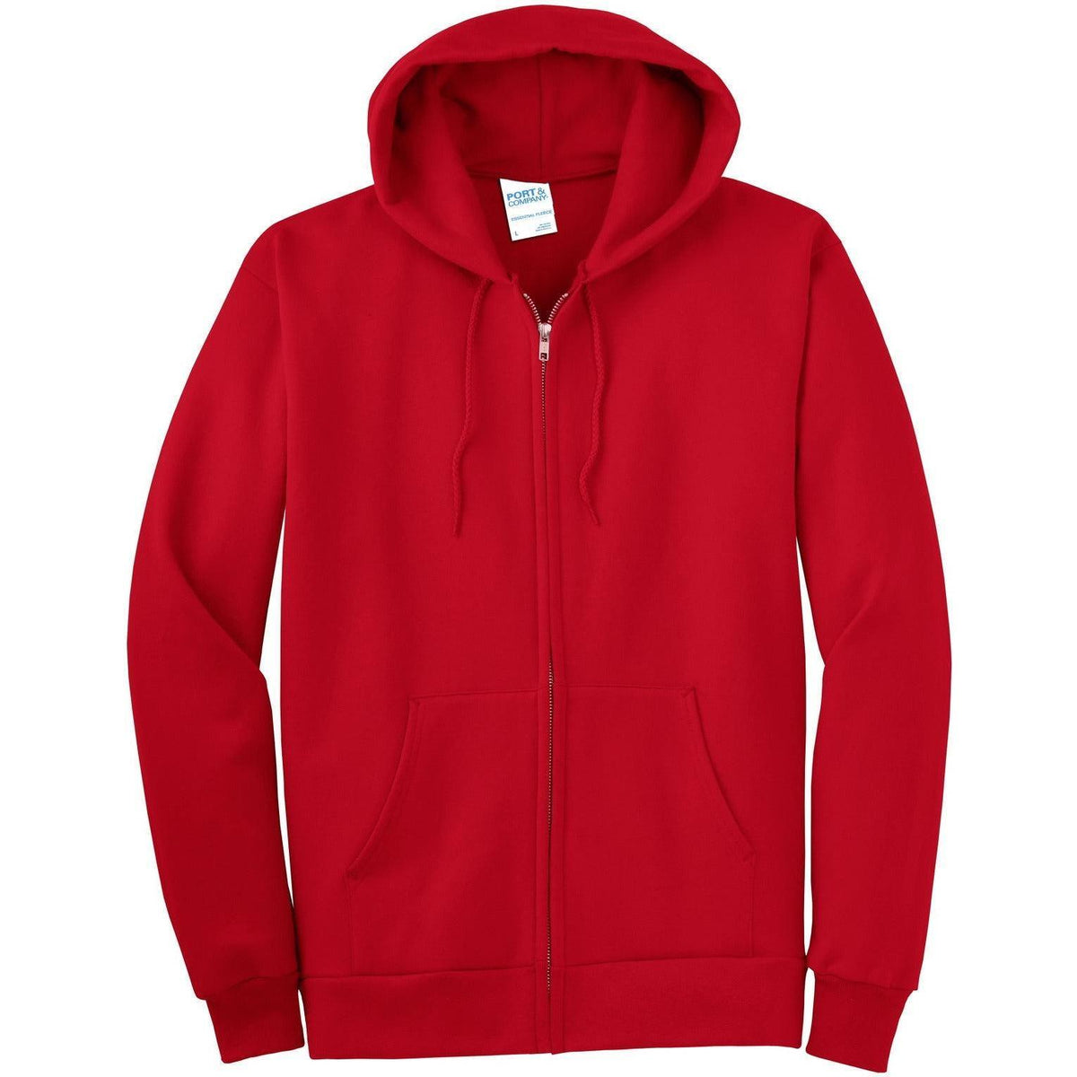 no-logo Port & Company Tall Ultimate Full- Zip Hooded Sweatshirt-Full Zips-Port & Company-Red-LT-Thread Logic