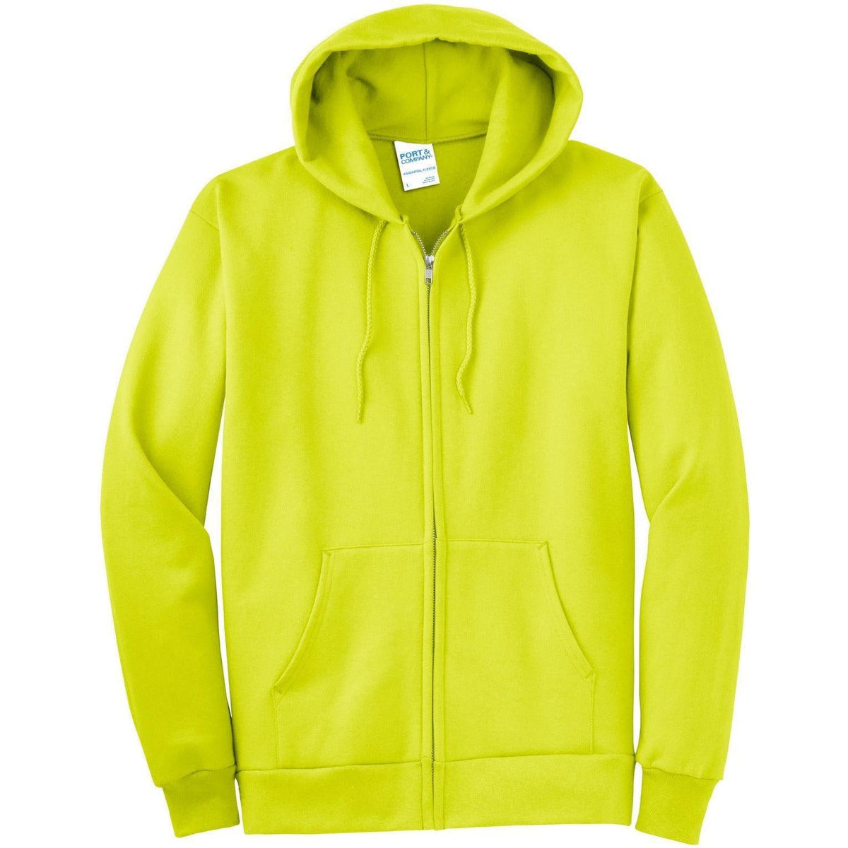 no-logo Port & Company Tall Ultimate Full- Zip Hooded Sweatshirt-Full Zips-Port & Company-Safety Green-LT-Thread Logic
