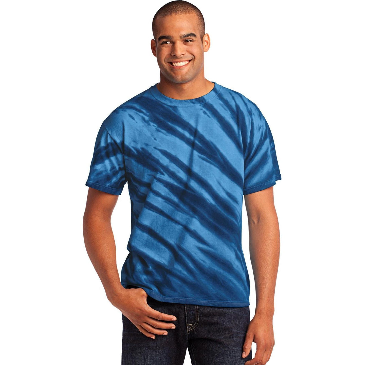 no-logo Port & Company Tiger Stripe Tie-Dye Tee-Regular-Port & Company-Thread Logic